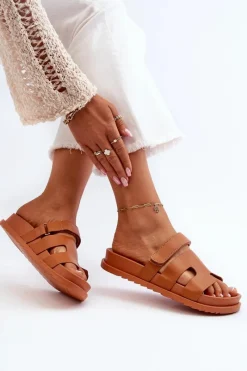 Boto Klasyczne Klapki Damskie Camel Molie