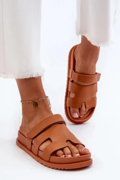 Boto Klasyczne Klapki Damskie Camel Molie