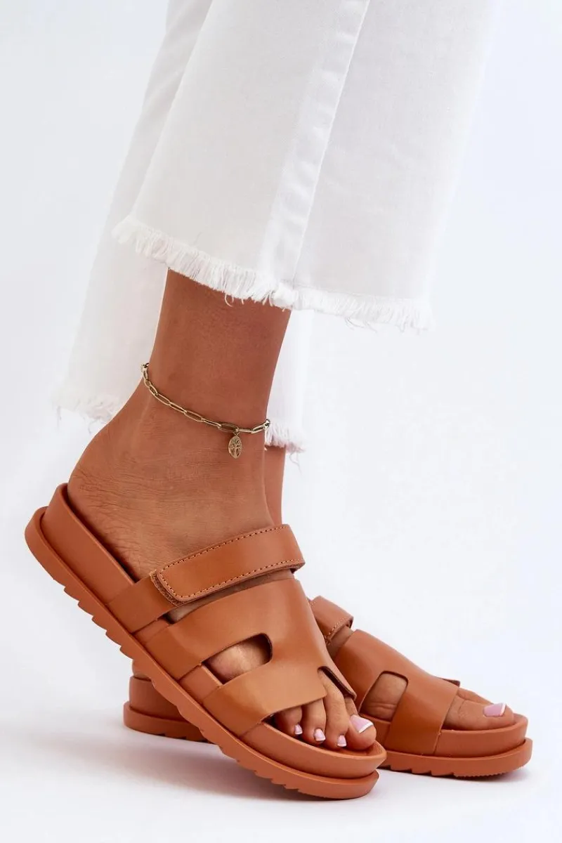 Boto Klasyczne Klapki Damskie Camel Molie