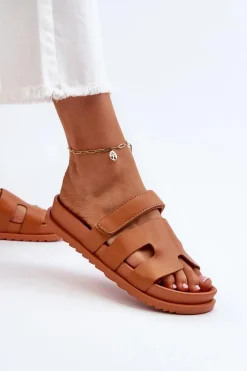 Boto Klasyczne Klapki Damskie Camel Molie