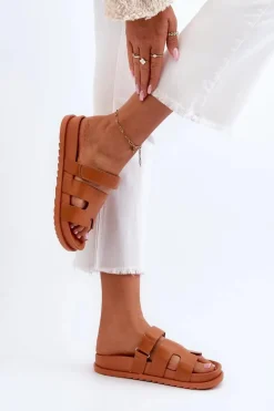 Boto Klasyczne Klapki Damskie Camel Molie