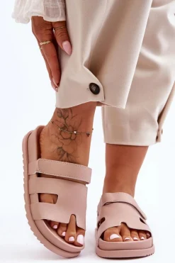 Outlet Klasyczne Klapki Damskie Beżowe Molie Damskie Klapki Na Platformie|Klapki Damskie Klasyczne