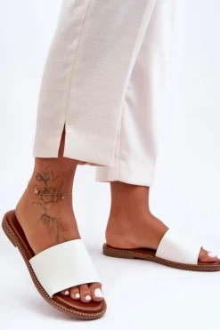 Klapki Damskie Klasyczne>Boto Klasyczne Klapki Damskie Białe Aphrodite