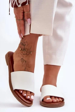 Klapki Damskie Klasyczne>Boto Klasyczne Klapki Damskie Białe Aphrodite