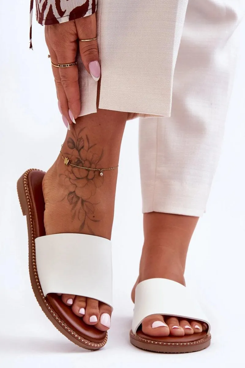 Klapki Damskie Klasyczne>Boto Klasyczne Klapki Damskie Białe Aphrodite