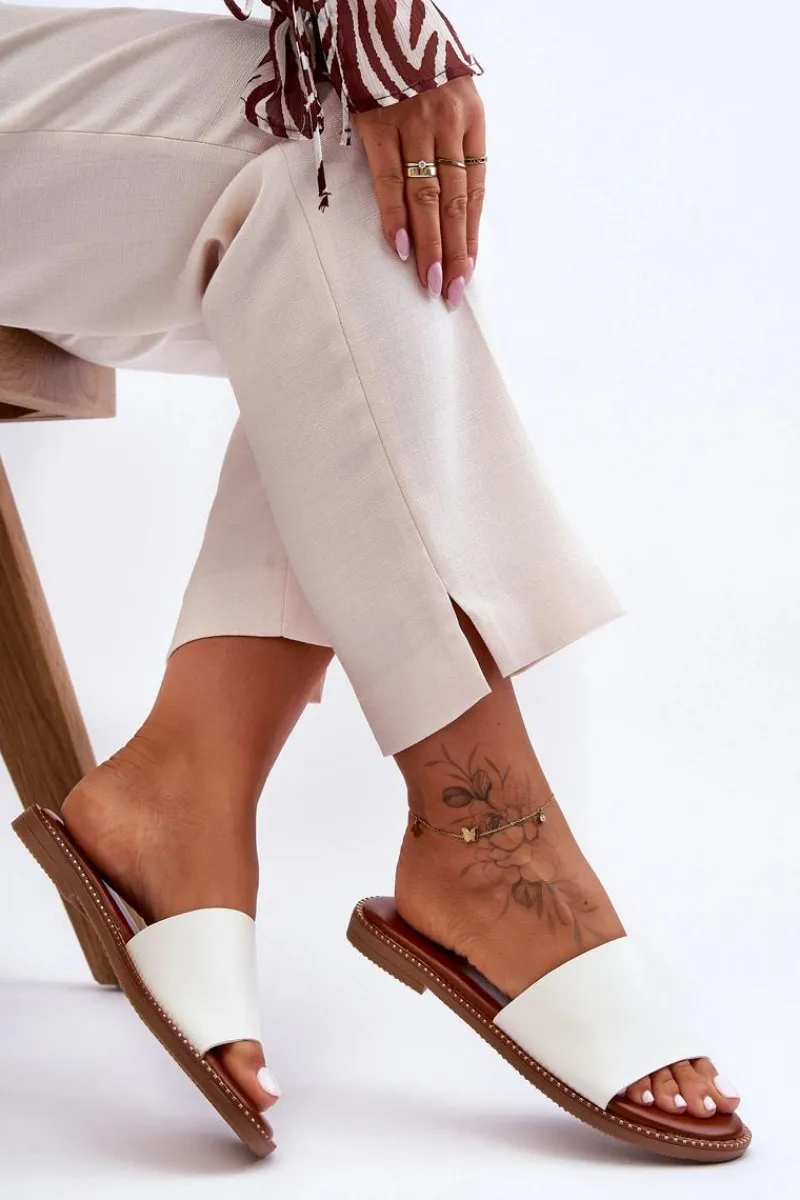 Klapki Damskie Klasyczne>Boto Klasyczne Klapki Damskie Białe Aphrodite