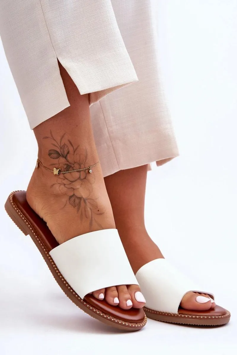 Klapki Damskie Klasyczne>Boto Klasyczne Klapki Damskie Białe Aphrodite