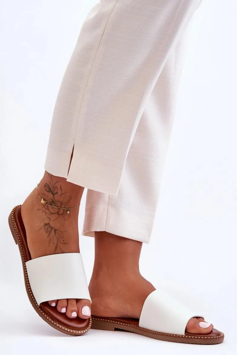 Klapki Damskie Klasyczne>Boto Klasyczne Klapki Damskie Białe Aphrodite