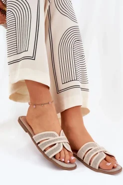 Sale Klasyczne Klapki Damskie Płaskie Beżowe Scazze Damskie Klapki Damskie Klasyczne