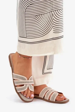 Sale Klasyczne Klapki Damskie Płaskie Beżowe Scazze Damskie Klapki Damskie Klasyczne