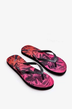 Outlet Klasyczne Klapki Japonki SS23FFLIF060-90S Czarno-Różowe Damskie Klapki Sportowe|Klapki Damskie Japonki