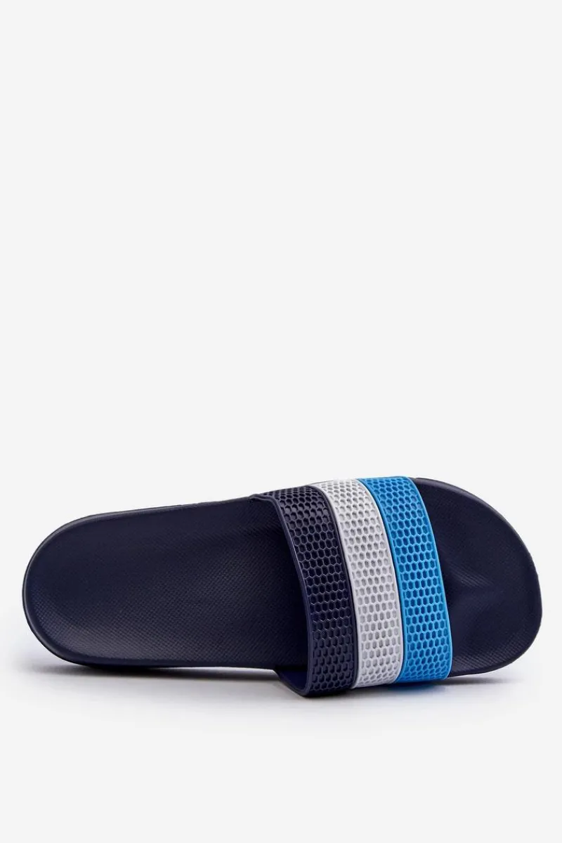 Clearance Klasyczne Klapki Męskie Z Paskami Granatowe Sylri Męskie Klapki Męskie Klasyczne