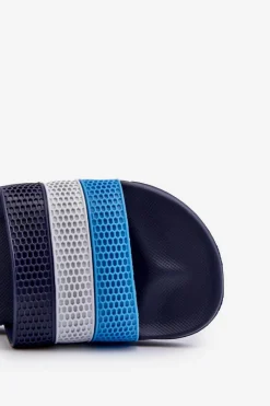 Clearance Klasyczne Klapki Męskie Z Paskami Granatowe Sylri Męskie Klapki Męskie Klasyczne