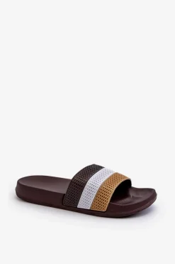 New Klasyczne Klapki Męskie Z Paskami Brązowe Sylri Męskie Klapki Męskie Klasyczne