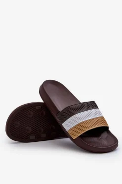 New Klasyczne Klapki Męskie Z Paskami Brązowe Sylri Męskie Klapki Męskie Klasyczne