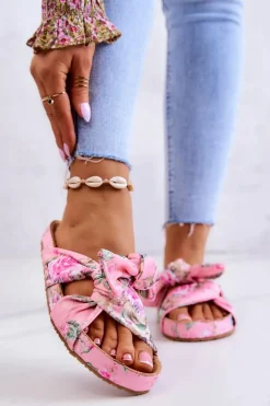 Clearance Klasyczne Klapki W Kwiaty Big Star JJ274702 Różowe Damskie Klapki Damskie Big Star|Klapki Damskie Klasyczne