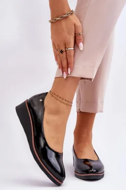 Czółenka Na Platformie|Czółenka Klasyczne>Buty damskie Vinceza Klasyczne Lakierowane Czółenka Na Koturnie Czarne Paola