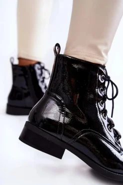 Botki Sznurowane|Czarne Botki><noscript><img width=