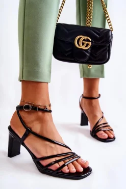 Best Klasyczne Lakierowane Sandały Na Obcasie Czarne Milani Damskie Sandały Na Obcasie