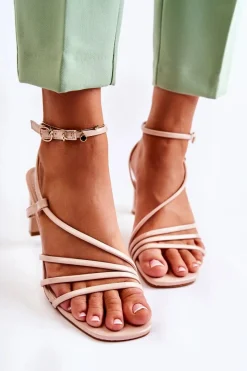 Sandały Na Obcasie>Boto Klasyczne Lakierowane Sandały Na Obcasie Beżowe Milani