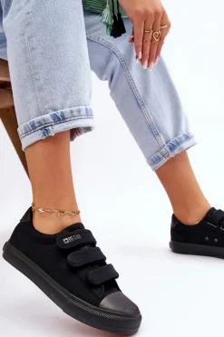 Discount Big Star Shoes Klasyczne Materiałowe Tenisówki Na Rzepy Big Star LL274A204 Czarne