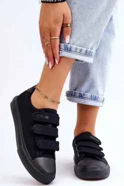 Discount Big Star Shoes Klasyczne Materiałowe Tenisówki Na Rzepy Big Star LL274A204 Czarne