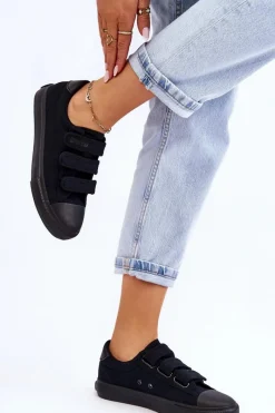 Discount Big Star Shoes Klasyczne Materiałowe Tenisówki Na Rzepy Big Star LL274A204 Czarne