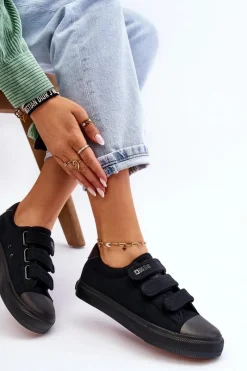 Discount Big Star Shoes Klasyczne Materiałowe Tenisówki Na Rzepy Big Star LL274A204 Czarne