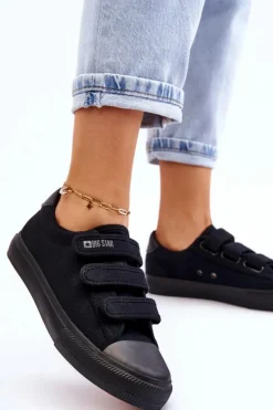 Discount Big Star Shoes Klasyczne Materiałowe Tenisówki Na Rzepy Big Star LL274A204 Czarne