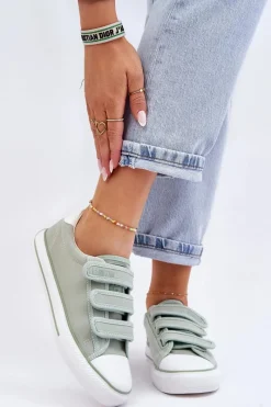 Sale Big Star Shoes Klasyczne Materiałowe Tenisówki Na Rzepy Big Star LL274A202 Zielone