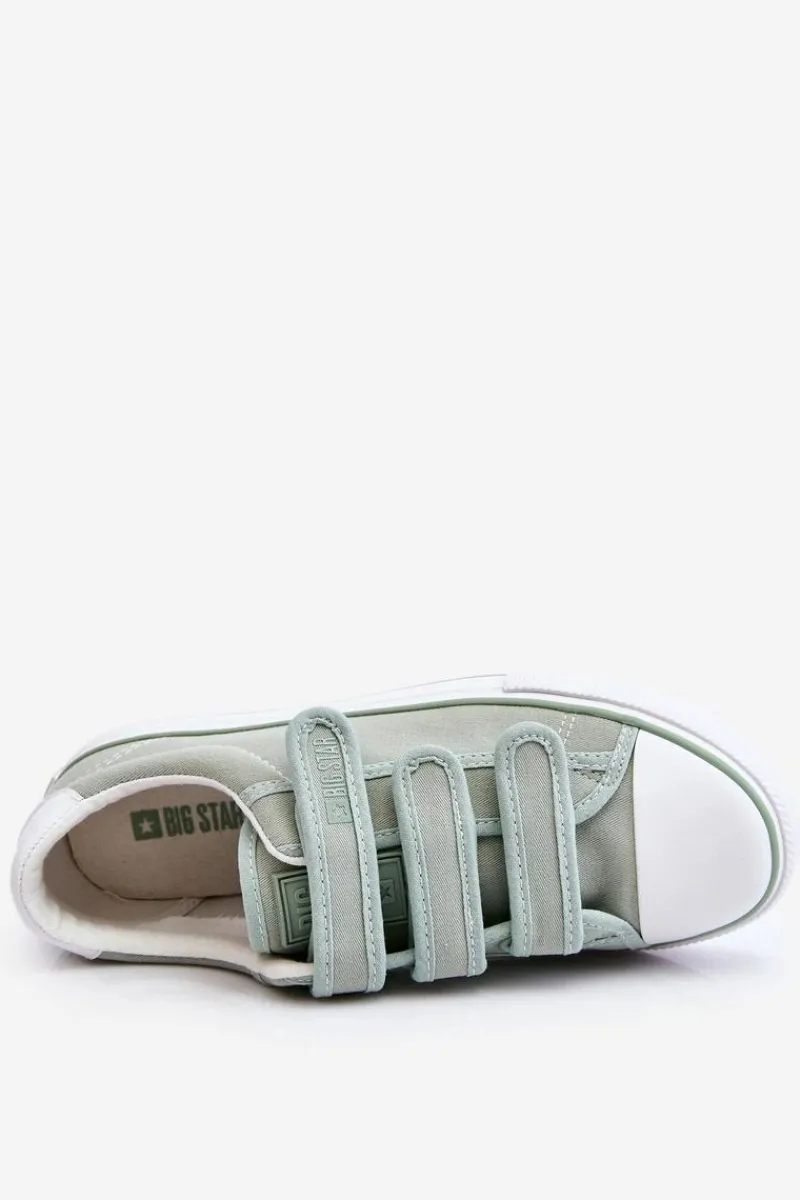 Sale Big Star Shoes Klasyczne Materiałowe Tenisówki Na Rzepy Big Star LL274A202 Zielone