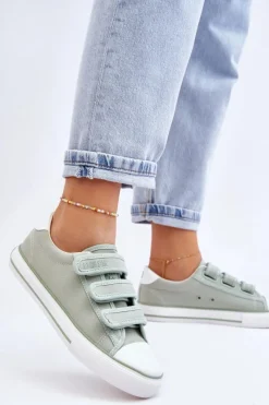 Sale Big Star Shoes Klasyczne Materiałowe Tenisówki Na Rzepy Big Star LL274A202 Zielone