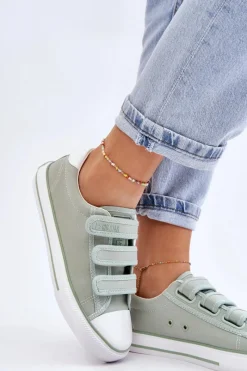 Sale Big Star Shoes Klasyczne Materiałowe Tenisówki Na Rzepy Big Star LL274A202 Zielone