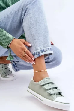 Sale Big Star Shoes Klasyczne Materiałowe Tenisówki Na Rzepy Big Star LL274A202 Zielone