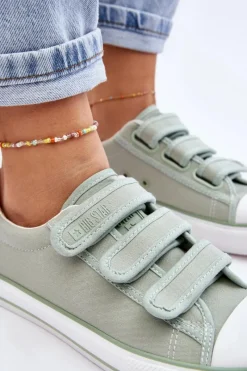 Sale Big Star Shoes Klasyczne Materiałowe Tenisówki Na Rzepy Big Star LL274A202 Zielone