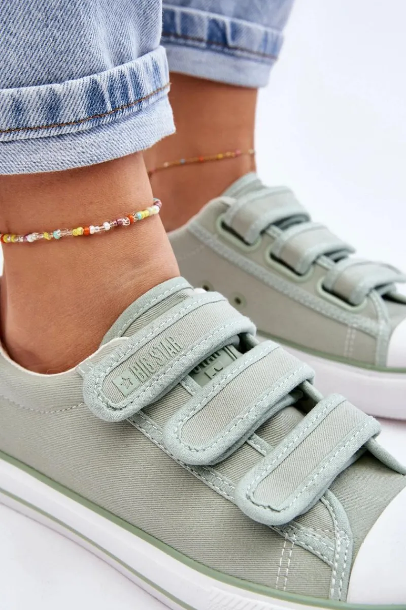 Sale Big Star Shoes Klasyczne Materiałowe Tenisówki Na Rzepy Big Star LL274A202 Zielone