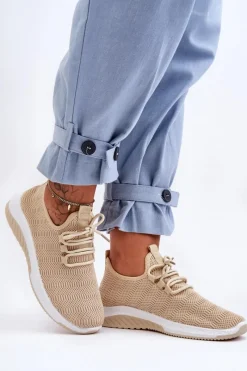 Discount Boto Klasyczne Materiałowe Wsuwane Sneakersy Beżowe Gusto