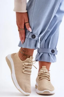 Discount Boto Klasyczne Materiałowe Wsuwane Sneakersy Beżowe Gusto