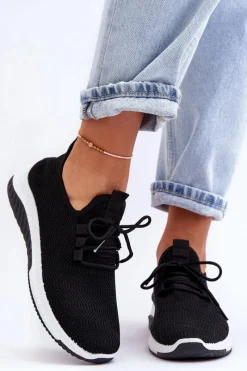 Buty Sportowe Na Platformie|Sneakersy Damskie>Boto Klasyczne Materiałowe Wsuwane Sneakersy Czarne Gusto