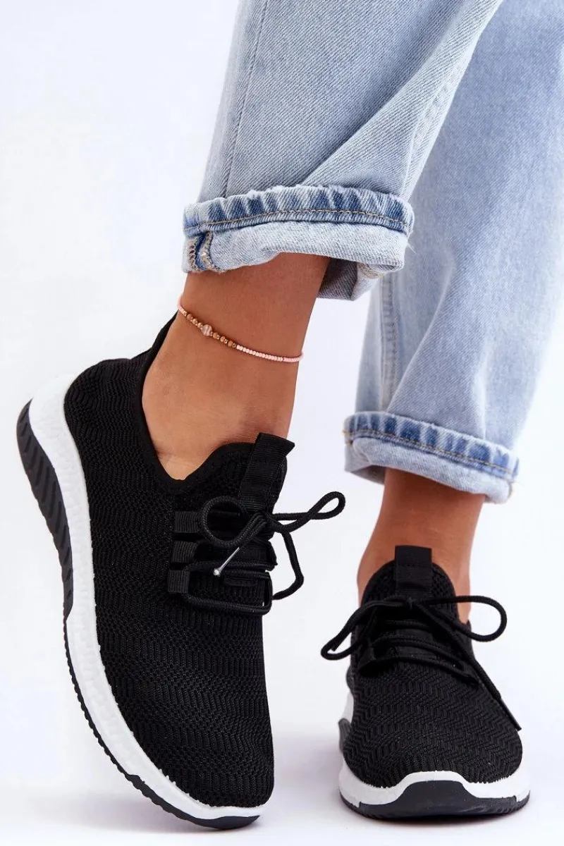 Buty Sportowe Na Platformie|Sneakersy Damskie>Boto Klasyczne Materiałowe Wsuwane Sneakersy Czarne Gusto