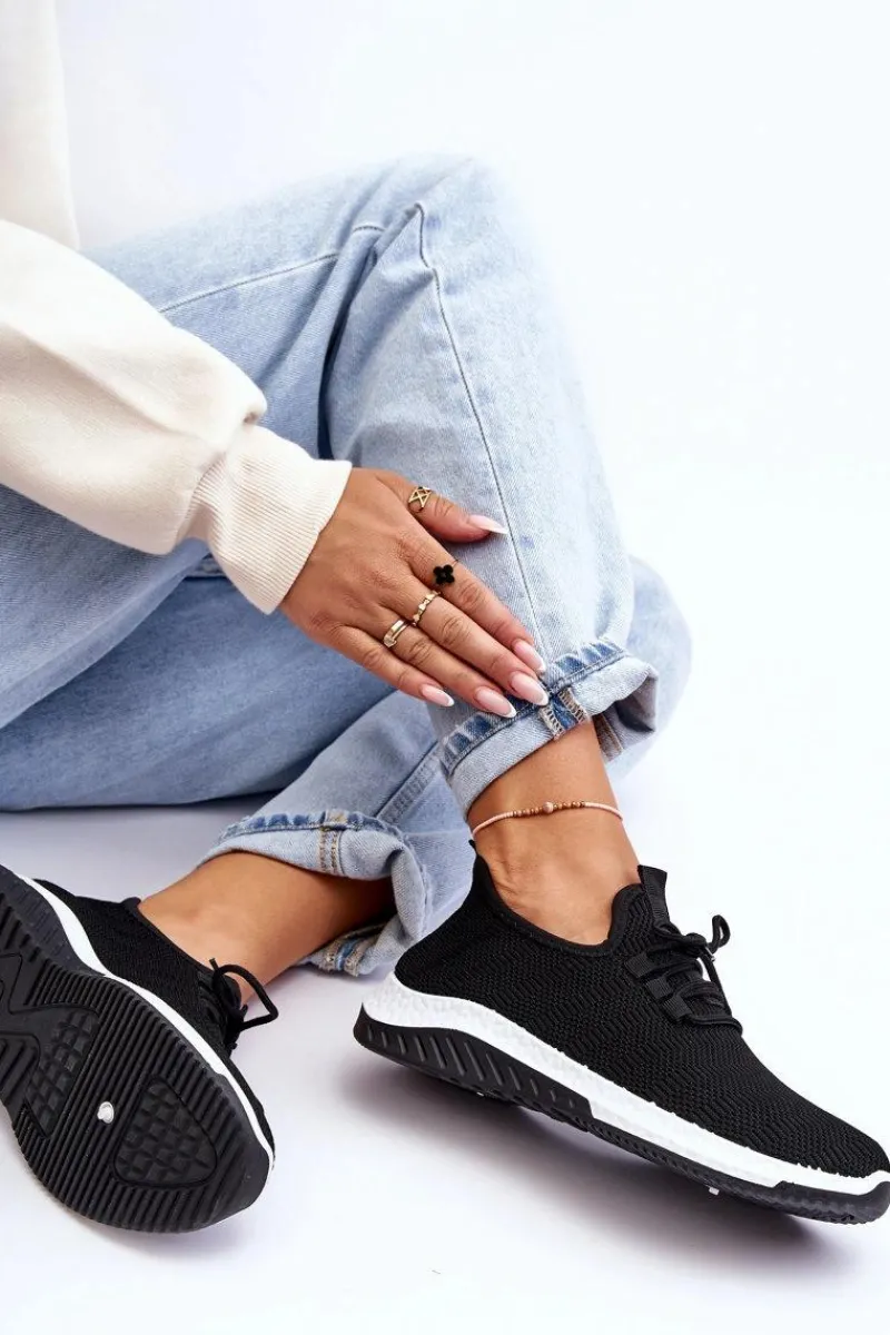 Buty Sportowe Na Platformie|Sneakersy Damskie>Boto Klasyczne Materiałowe Wsuwane Sneakersy Czarne Gusto