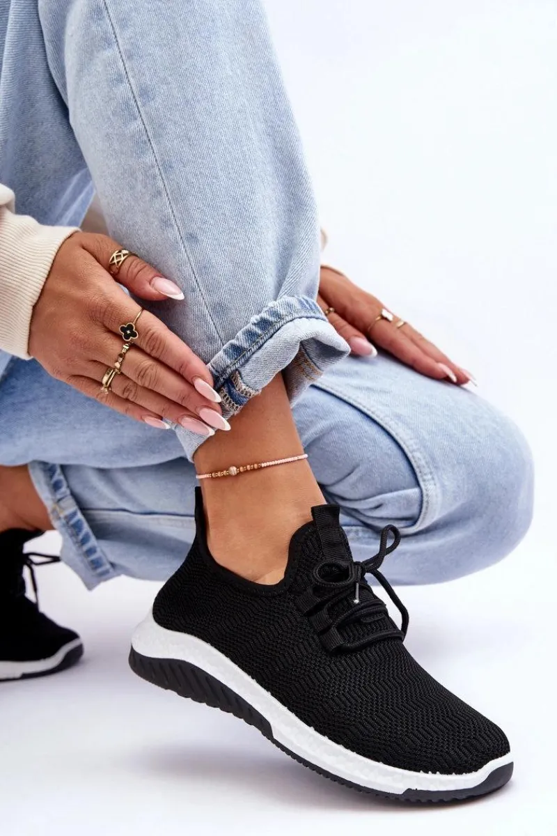 Buty Sportowe Na Platformie|Sneakersy Damskie>Boto Klasyczne Materiałowe Wsuwane Sneakersy Czarne Gusto