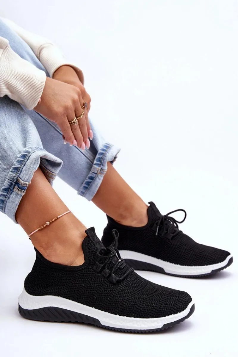 Buty Sportowe Na Platformie|Sneakersy Damskie>Boto Klasyczne Materiałowe Wsuwane Sneakersy Czarne Gusto