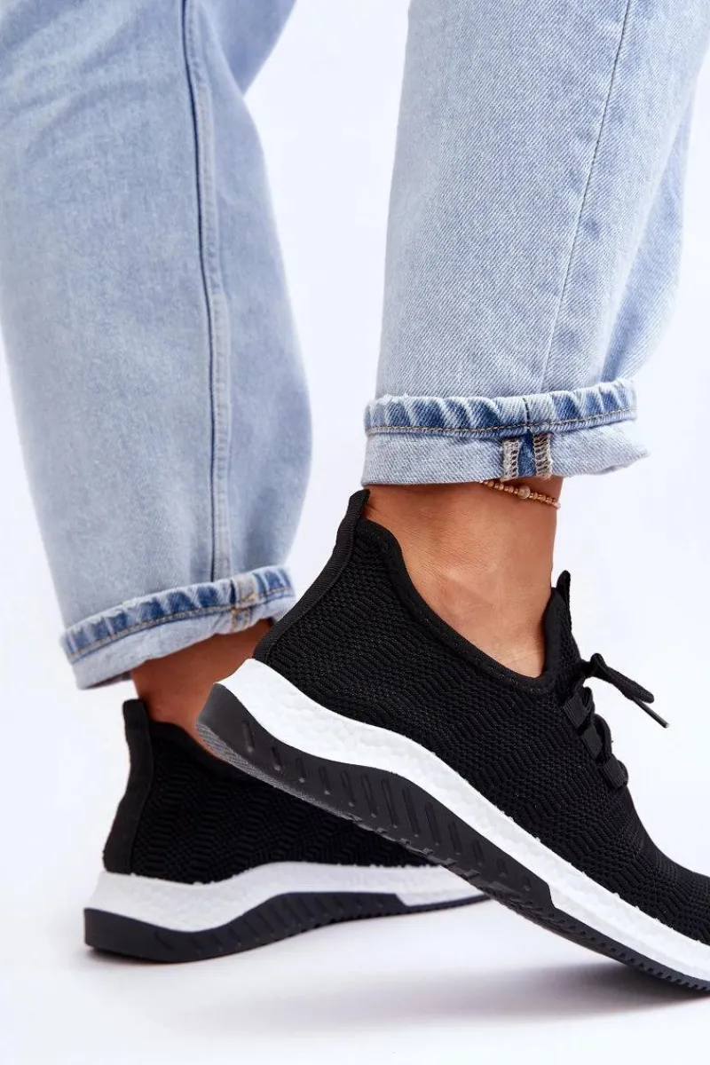 Buty Sportowe Na Platformie|Sneakersy Damskie>Boto Klasyczne Materiałowe Wsuwane Sneakersy Czarne Gusto