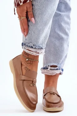 Sale Boto Klasyczne Mokasyny Damskie Brązowe Cortez Brązowy