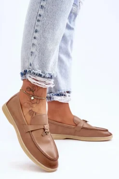 Sale Boto Klasyczne Mokasyny Damskie Brązowe Cortez Brązowy