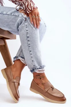 Sale Boto Klasyczne Mokasyny Damskie Brązowe Cortez Brązowy