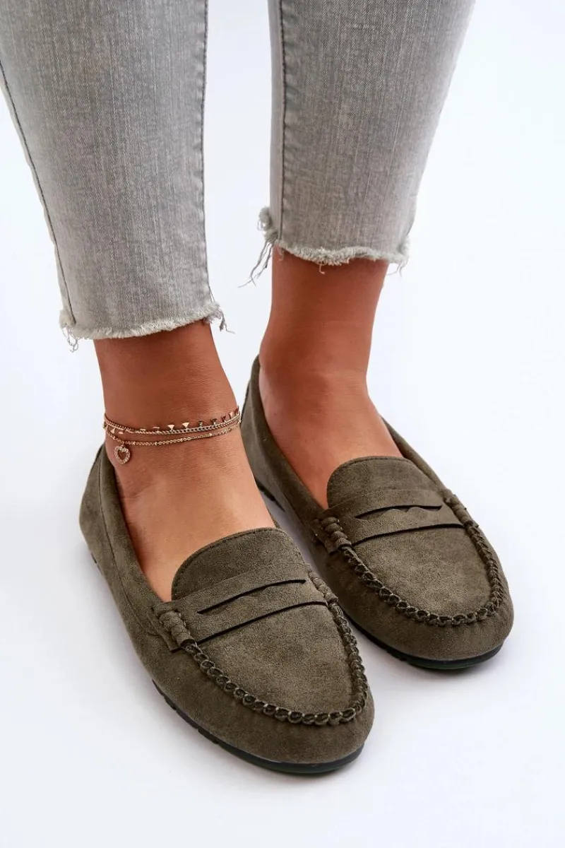 Outlet Klasyczne Mokasyny Damskie Zamszowe Ciemnozielone Glimris Damskie Loafersy Damskie|Mokasyny Damskie Zamszowe