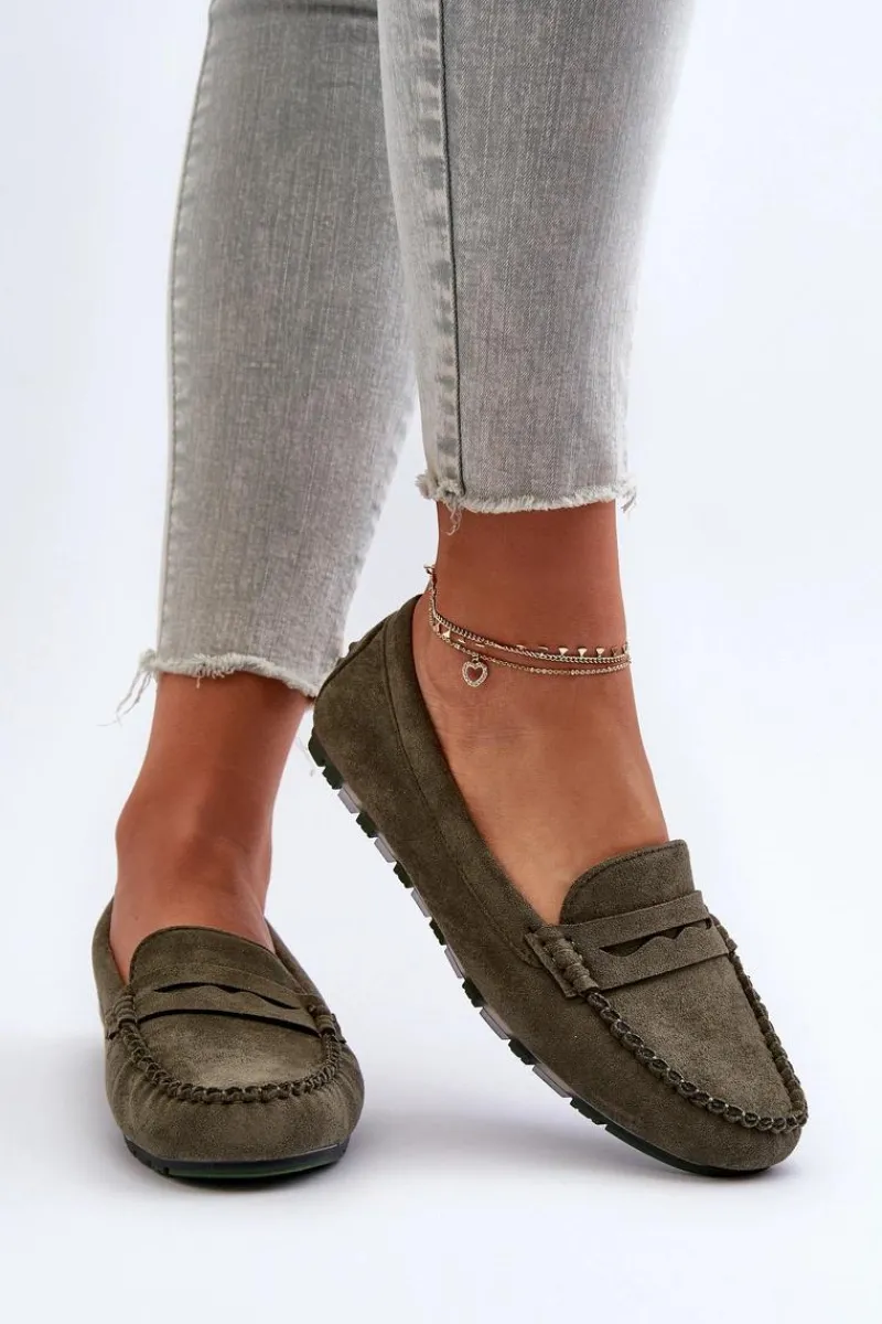 Outlet Klasyczne Mokasyny Damskie Zamszowe Ciemnozielone Glimris Damskie Loafersy Damskie|Mokasyny Damskie Zamszowe