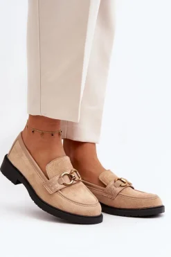 Clearance Boto Klasyczne Mokasyny Damskie Beżowe Fiviana
